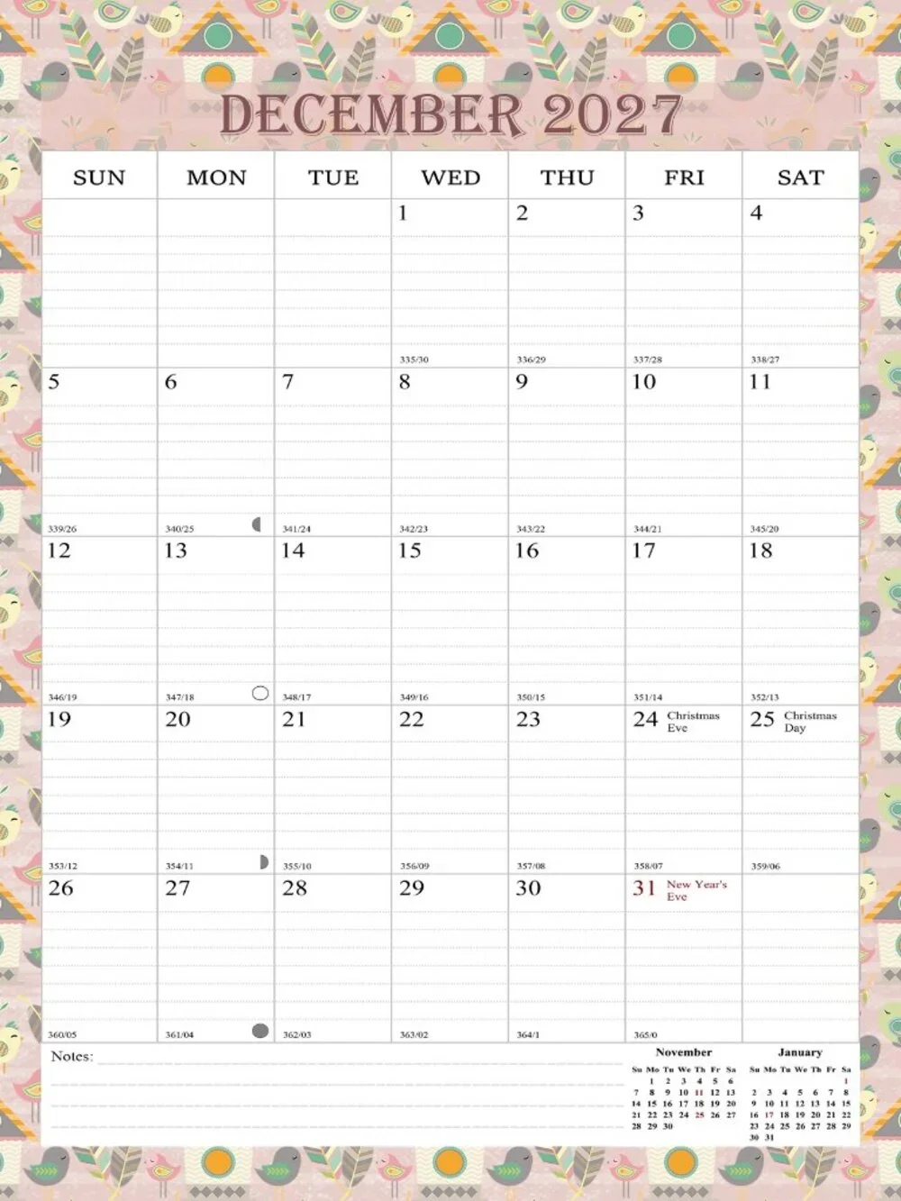 2026-2027 Wall Calendar Spiral-bound Twin-Wire Binding - 18 Months 8.5